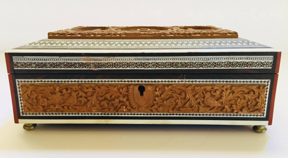 19th Century Anglo-Indian Sadeli Mosaic Jewelry Box with Lidded Compartments