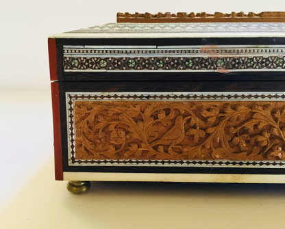 19th Century Anglo-Indian Sadeli Mosaic Jewelry Box with Lidded Compartments