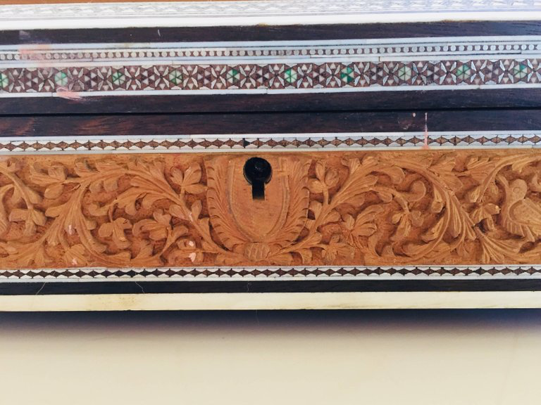 19th Century Anglo-Indian Sadeli Mosaic Jewelry Box with Lidded Compartments