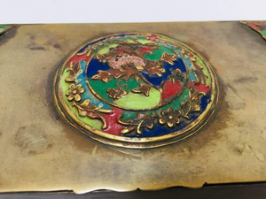 Brass Art Deco Lidded Box with Enameled Decoration
