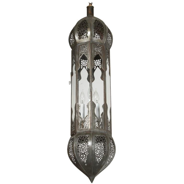 Large Moorish Moroccan Clear Glass Pendant