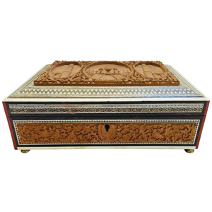 19th Century Anglo-Indian Jewelry Box with Lidded Compartments