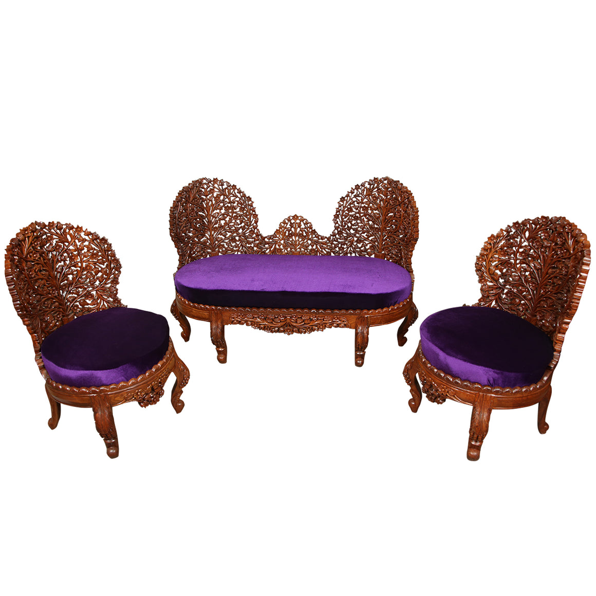 Anglo Indian Settee and Side Chairs Suite