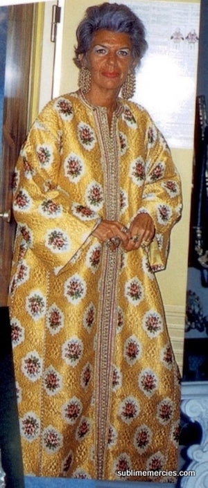 Elegant Moroccan Damask Metallic Floral Caftan