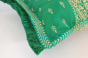 Large Moroccan Damask Green Bolster Lumbar Decorative Pillow