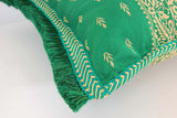 Large Moroccan Damask Green Bolster Lumbar Decorative Pillow