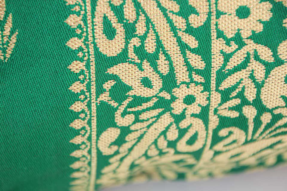 Large Moroccan Damask Green Bolster Lumbar Decorative Pillow