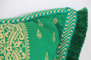 Large Moroccan Damask Green Bolster Lumbar Decorative Pillow