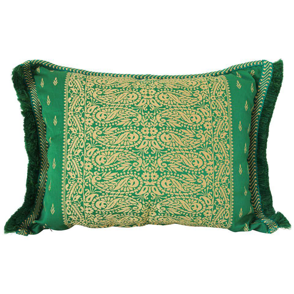 Large Moroccan Damask Green Bolster Lumbar Decorative Pillow - E-mosaik