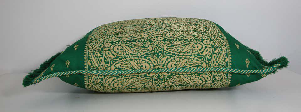 Large Moroccan Damask Green Bolster Lumbar Decorative Pillow
