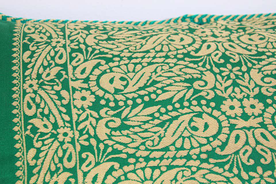 Large Moroccan Damask Green Bolster Lumbar Decorative Pillow