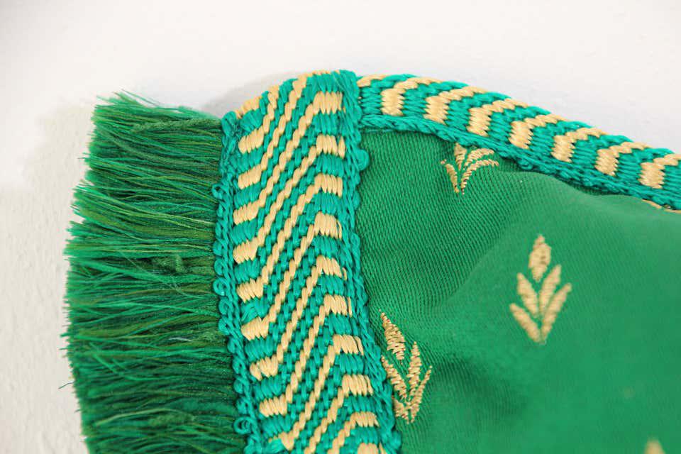 Large Moroccan Damask Green Bolster Lumbar Decorative Pillow