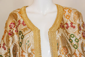 Elegant Moroccan Damask Metallic Floral Caftan