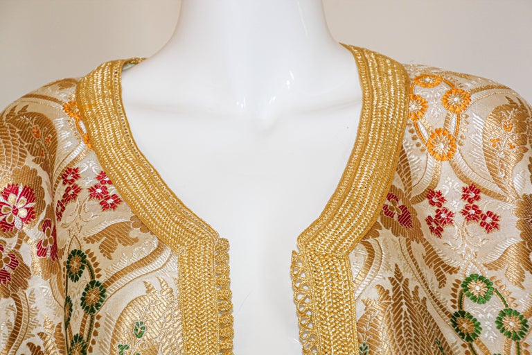 Elegant Moroccan Damask Metallic Floral Caftan