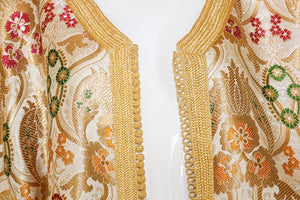 Elegant Moroccan Damask Metallic Floral Caftan