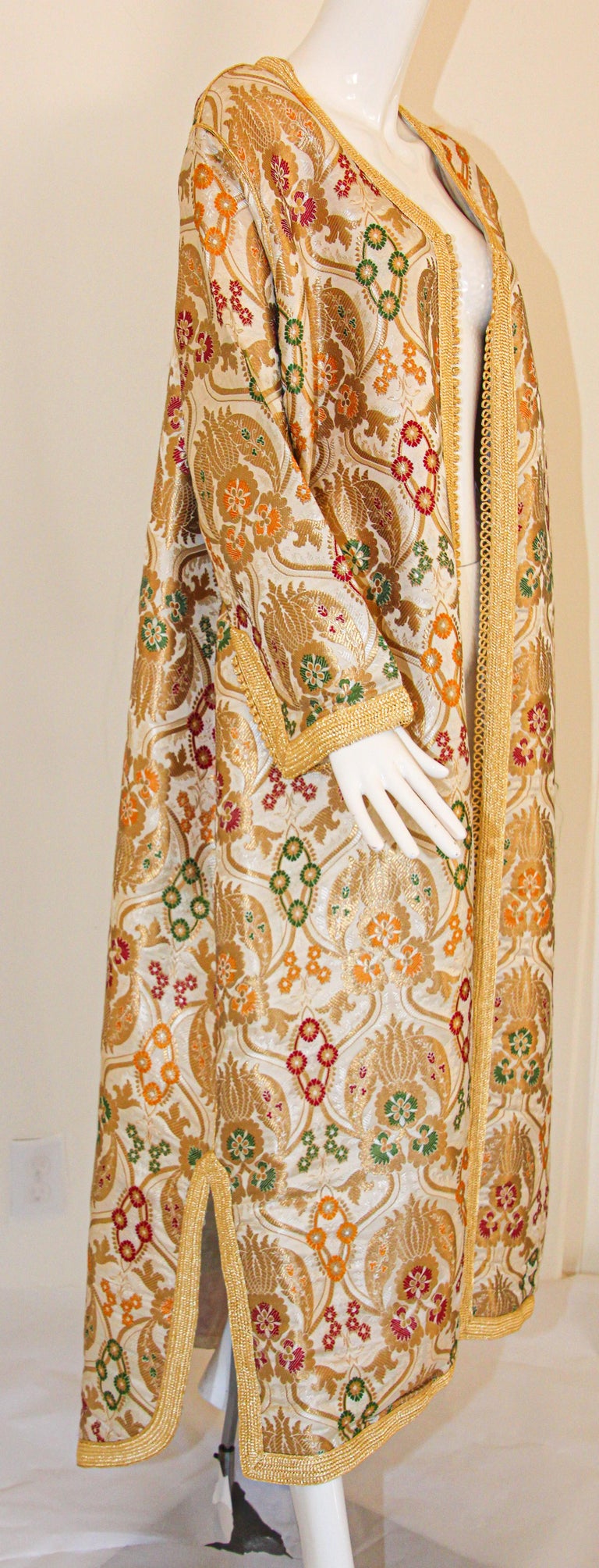 Elegant Moroccan Damask Metallic Floral Caftan