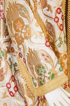 Elegant Moroccan Damask Metallic Floral Caftan