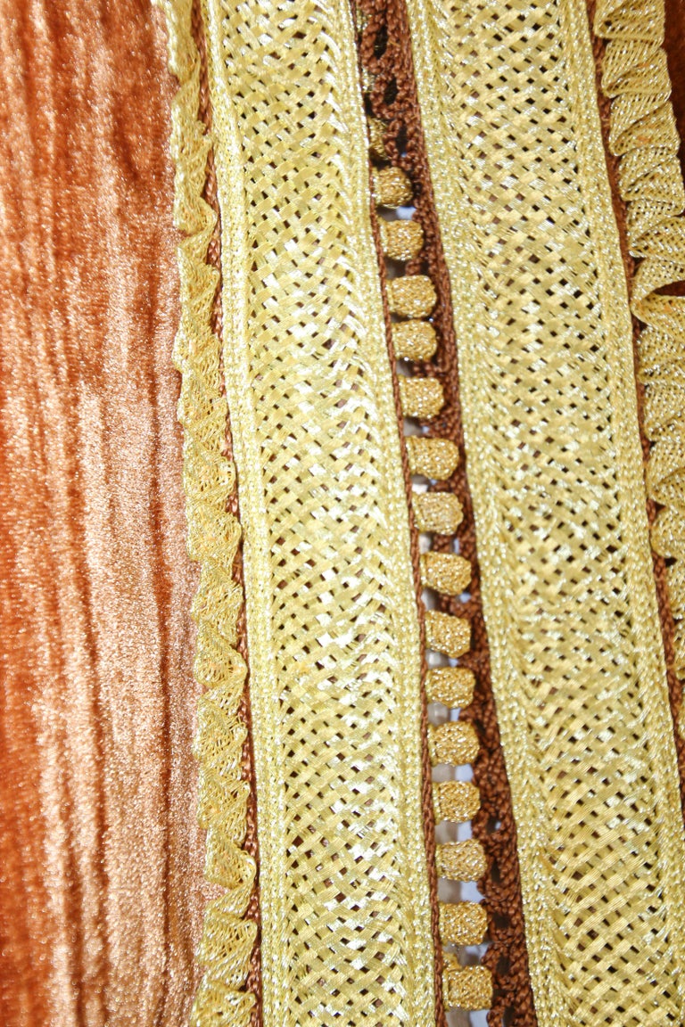Amazing Vintage Caftan, Caramel Velvet and Gold Embroidered, ca. 1960s