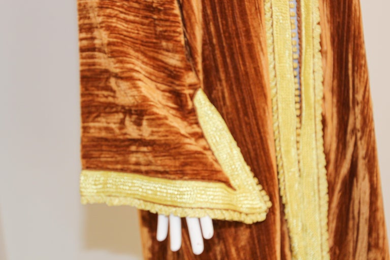 Amazing Vintage Caftan, Caramel Velvet and Gold Embroidered, ca. 1960s