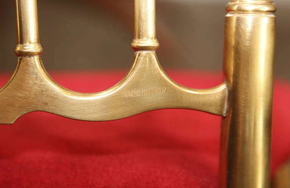 Chiavari Polished Brass Side Chairs with Red Velvet, Italy, 1960