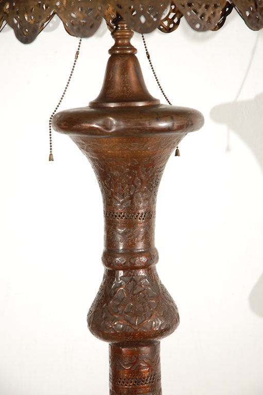 Middle Eastern Moorish Syrian Brass Pierced Floor Lamp