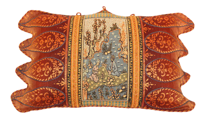 Antique Middle Eastern Silk Throw Pillow, Hand-Crafted, Louis XV Style