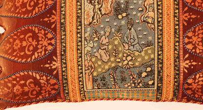 Antique Middle Eastern Silk Throw Pillow, Hand-Crafted, Louis XV Style