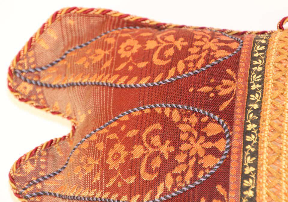 Antique Middle Eastern Silk Throw Pillow, Hand-Crafted, Louis XV Style