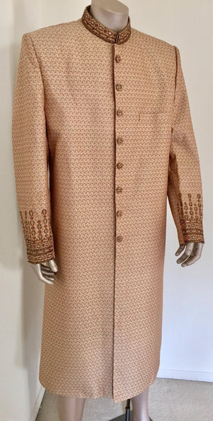 Gold Brocade Gentleman Indian Wedding or Party Maharaja Sultan Tuxedo Coat