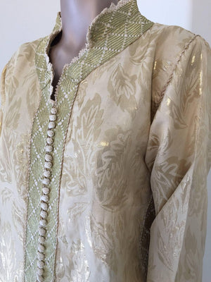 Moroccan Metallic Gold Brocade Kaftan, Maxi Dress Kaftan from Morocco, Africa