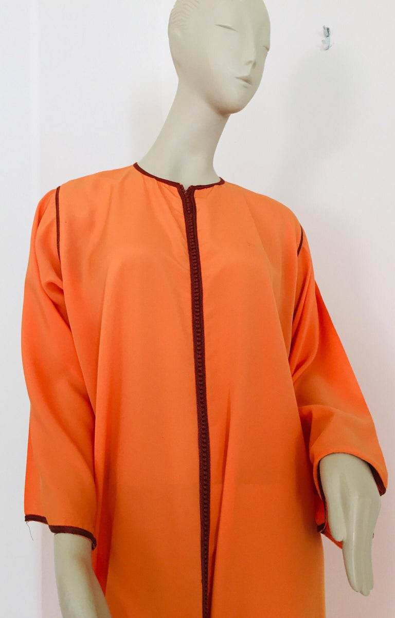 Moroccan Orange Kaftan Maxi Dress Caftan Size Large
