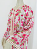 1970 Moroccan Caftan Metallic Pink Floral Silk Kaftan
