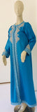 Moroccan Kaftan in Turquoise Blue and Silver