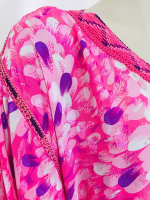 Moroccan Floral Pink Kaftan Maxi Dress Caftan Size Large