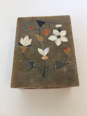 Anglo-Raj Marble Inlay Box Pietra Dura
