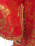 Vintage Moroccan Kaftan 1970s Red and Gold Floral Brocade Caftan Maxi Dress