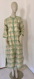 Vintage Moroccan Caftan Lime Green and Silver and Gold Metallic Floral Brocade