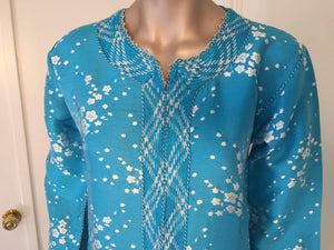 Vintage Moroccan Designer Kaftan Turquoise Maxi Dress Kaftan