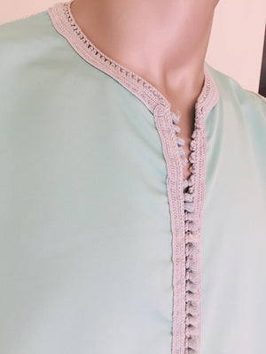Moorish Turquoise Blue 1970s Maxi Dress Caftan
