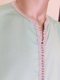 Moorish Turquoise Blue 1970s Maxi Dress Caftan