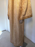 Moroccan Caftan in Gold Bronze Metallic Brocade, Maxi Gown Dress Kaftan