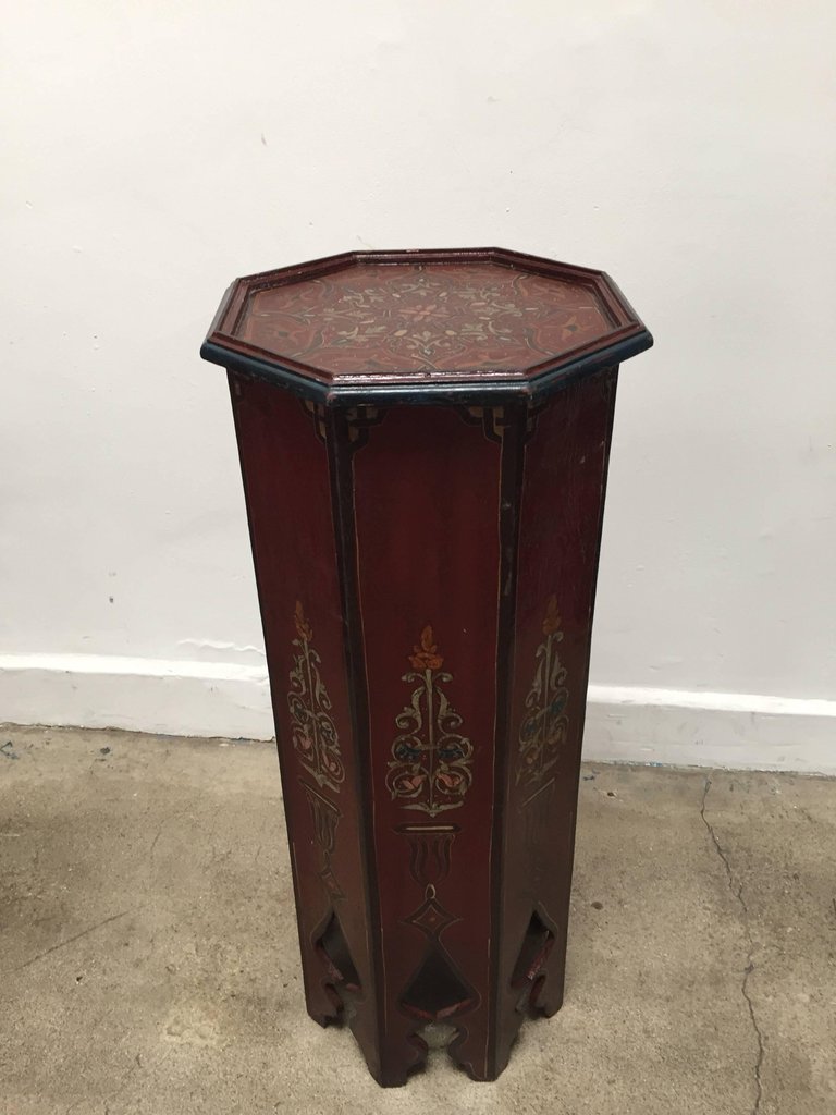 Hand-Painted Moroccan Pedestal Table