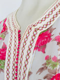 1970 Moroccan Caftan Metallic Pink Floral Silk Kaftan