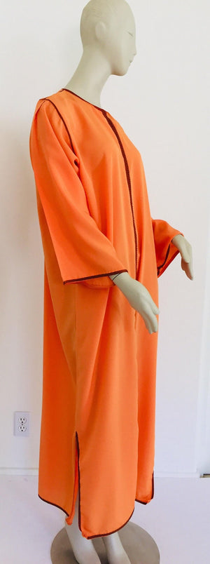 Moroccan Orange Kaftan Maxi Dress Caftan Size Large