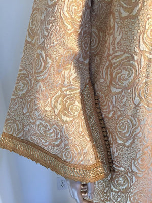 Moroccan Caftan in Gold Bronze Metallic Brocade, Maxi Gown Dress Kaftan