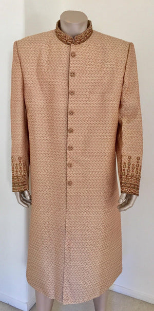 Gold Brocade Gentleman Indian Wedding or Party Maharaja Sultan Tuxedo Coat