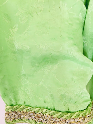 Elegant Moroccan Caftan Green and Gold Embroidered with Moorish Designs