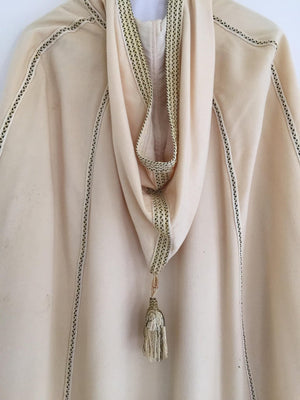 Elegant Moroccan Caftan Hooded Wool Burnous Cape, circa 1970