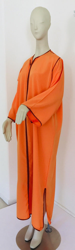 Moroccan Orange Kaftan Maxi Dress Caftan Size Large