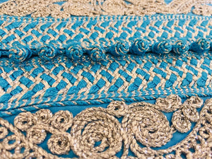 Moroccan Kaftan in Turquoise Blue and Silver